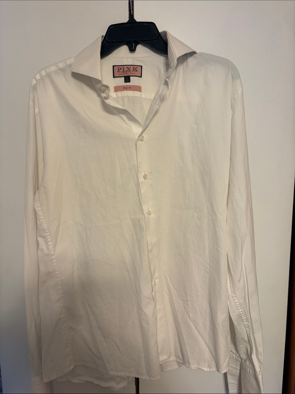 Thomas Pink Men's White Button-Up Dress Shirt
